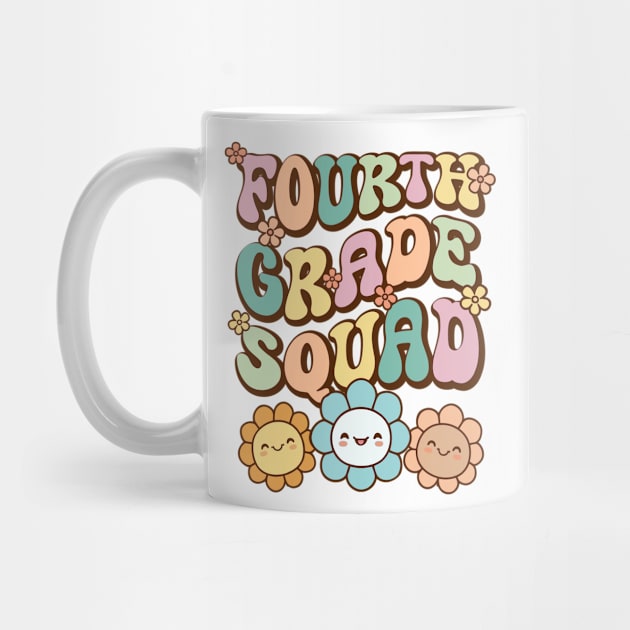 Groovy Fourth Grade Squad Back To School Cute  Flower Retro Vintage by NearlyNow